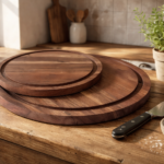 Round Wooden Chopping Board with Groove