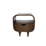 Mid-Century Modern Nightstand with Drawer, Walnut Brown Wood - Image 2