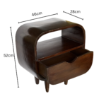 Mid-Century Modern Nightstand with Drawer, Walnut Brown Wood - Image 3