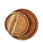 Round Wooden Chopping Board with Groove - Image 2