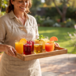 Handcrafted Wooden Serving Tray Set, Natural Wood Brown