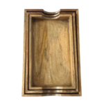 Handcrafted Wooden Serving Tray Set, Natural Wood Brown - Image 4