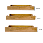 Handcrafted Wooden Serving Tray Set, Natural Wood Brown - Image 3